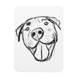 Magnet Flexible dessin pitbull simple amoureux des chiens noir bla