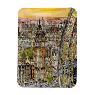 Magnet Flexible Destinations Aquarelle Big Ben & London Eye