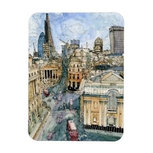 Magnet Flexible Destinations Watercolor Vintage London Street