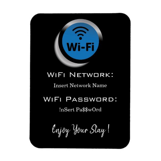 Magnet Flexible détails du mot de passe wifi noir (Vertical)
