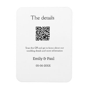 Magnet Flexible Détails mariage Web scan QR ajouter nom couple