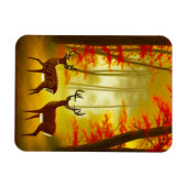 Magnet Flexible Deux cerfs dans une forêt d'automne / Bois (Horizontal)