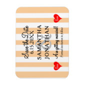 Magnet Flexible Deux cœurs Sandy Beach rayures blanches Mariage (Vertical)