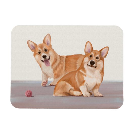 Magnet Flexible Deux Corgis mignons (Horizontal)