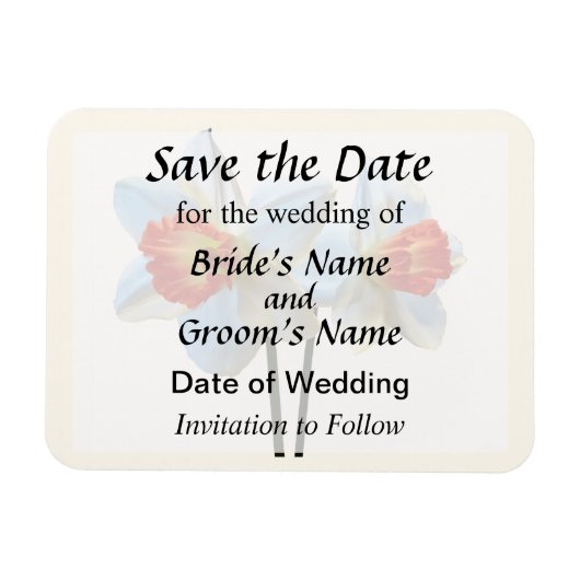 Magnet Flexible Deux jonquilles blanches et orange Save the Date (Horizontal)