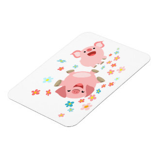 Magnet Flexible Deux mignons cochons de caricature dans le aimant 