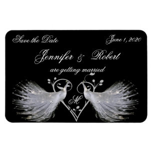 Magnet Flexible Deux Peacocks blancs et un aimant de monogramme ca