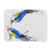 Magnet Flexible Deux petits titmouses ramassent le grain. Calligra (Horizontal)
