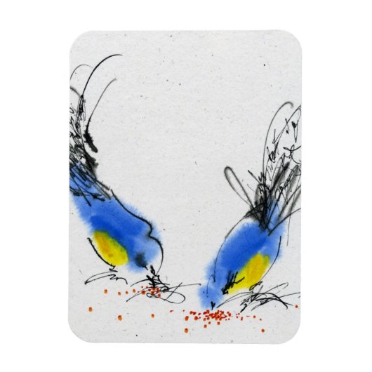 Magnet Flexible Deux petits titmouses ramassent le grain. Calligra (Vertical)