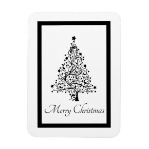 Magnet Flexible Deux sapins minimalistes noirs et blancs de Noël