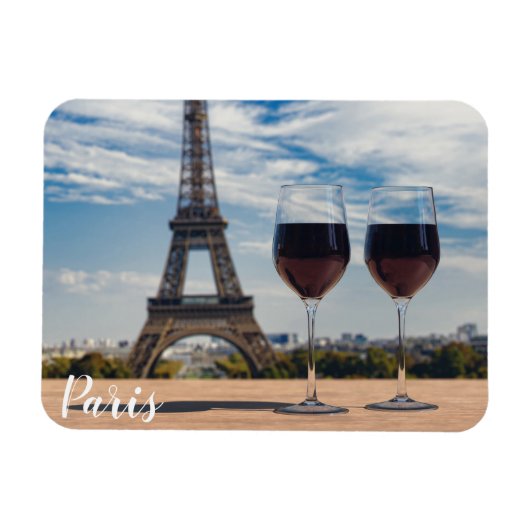 Magnet Flexible Deux verres de vin avec la tour Eiffel (Horizontal)