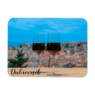 Magnet Flexible Deux verres de vin rouge avec vue sur Dubrovnik Ma