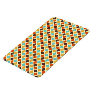 Magnet Flexible Diamant Damier Bleu Jaune Rouge Couleurs Rétro
