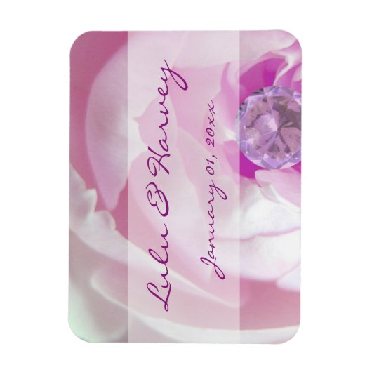Magnet Flexible Diamant dans un Rose rose Mariage personnel (Vertical)