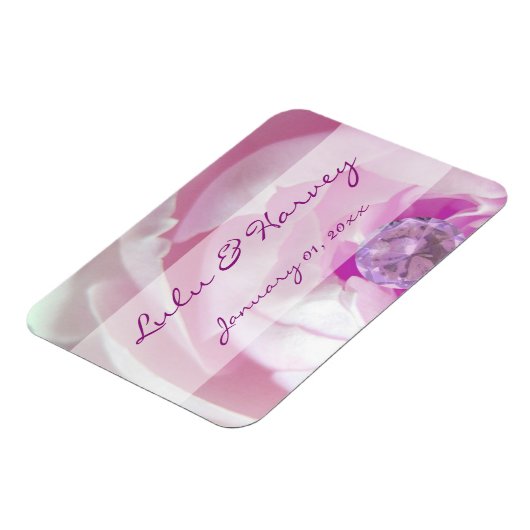 Magnet Flexible Diamant dans un Rose rose Mariage personnel (Côté Gauche)