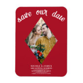Magnet Flexible Diamant rouge photo mariage Enregistrer la date (Vertical)