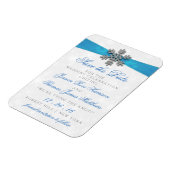 Magnet Flexible Diamante Snowflake & Blue Ribbon Mariage d'hiver (Côté Gauche)