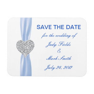 Magnet Flexible Diamond Coeur Bleu Mariage Enregistrer La Date Mag