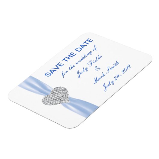 Magnet Flexible Diamond Coeur Bleu Mariage Enregistrer La Date Mag (Côté Gauche)