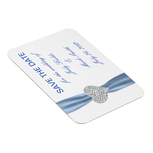 Magnet Flexible Diamond Coeur Bleu Mariage Enregistrer La Date Mag (Côté Droit)