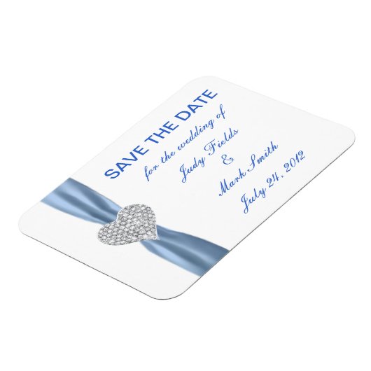 Magnet Flexible Diamond Coeur Bleu Mariage Enregistrer La Date Mag (Côté Gauche)