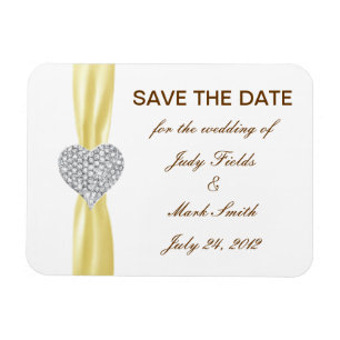 Magnet Flexible Diamond Coeur Mariage Jaune Enregistrer La Date Ma