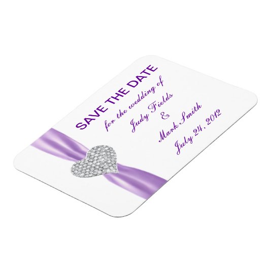 Magnet Flexible Diamond Coeur Purple Mariage Enregistrer La Date M (Côté Gauche)