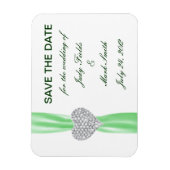 Magnet Flexible Diamond Heart Green Wedding Enregistrer La Date Ma (Vertical)