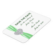 Magnet Flexible Diamond Heart Green Wedding Enregistrer La Date Ma (Côté Gauche)