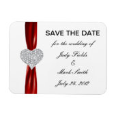 Magnet Flexible Diamond Heart Red Wedding Enregistrer La Date Magn (Horizontal)