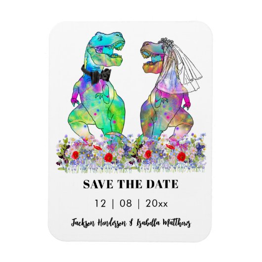 Magnet Flexible Dinosaur Thème Mariage Funny Enregistrer la date (Vertical)