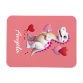 Magnet Flexible Dinosaure de la Saint Valentin blanc (Horizontal)