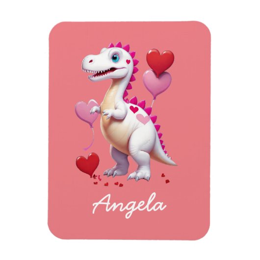 Magnet Flexible Dinosaure de la Saint Valentin blanc (Vertical)