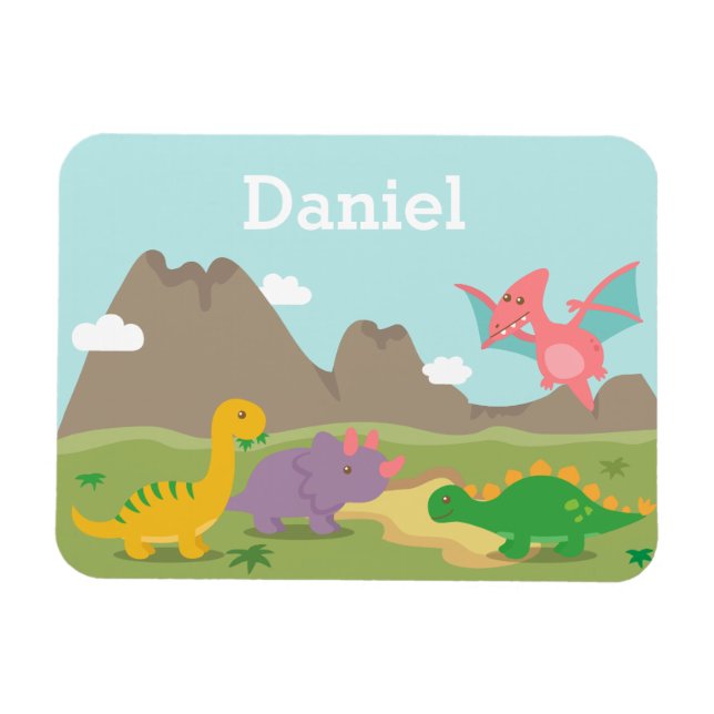 Magnet Flexible Dinosaures colorés mignons Pour les petits enfants (Horizontal)