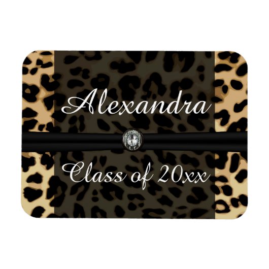 Magnet Flexible Diplôme de fille de bijoux Leopard noir personnali (Horizontal)