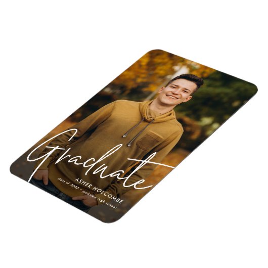 Magnet Flexible Diplômé en Script moderne Diplôme en photo simple (Côté Gauche)