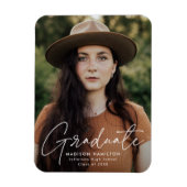 Magnet Flexible Diplômé moderne blanc Script photo Graduation (Vertical)