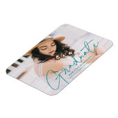 Magnet Flexible Diplômé Moderne Turquoise Script Photo Graduation (Côté Gauche)