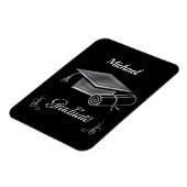 Magnet Flexible Diplôme Noir & Argent, Casquette & Diplôme (Côté Gauche)