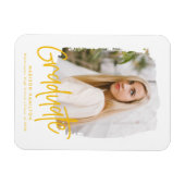Magnet Flexible Diplôme photo de script jaune preppy (Horizontal)