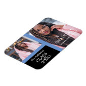 Magnet Flexible Diplômé Simple Deux Photos Graduation en Bleu (Côté Gauche)