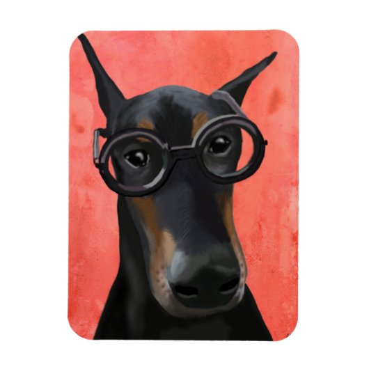 Magnet Flexible Doberman avec lunettes (Vertical)