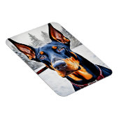 Magnet Flexible Doberman Chien hiver Impressionniste et hyperréali (Côté Droit)