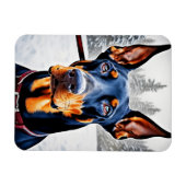 Magnet Flexible Doberman Chien hiver Impressionniste et hyperréali (Horizontal)