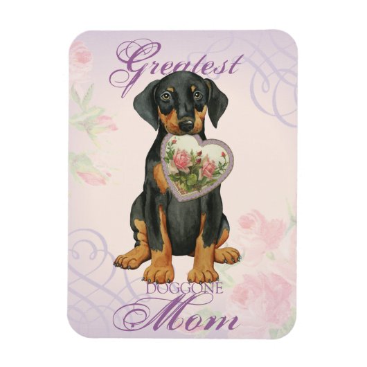 Magnet Flexible Doberman Pinscher Heart Mom (Vertical)