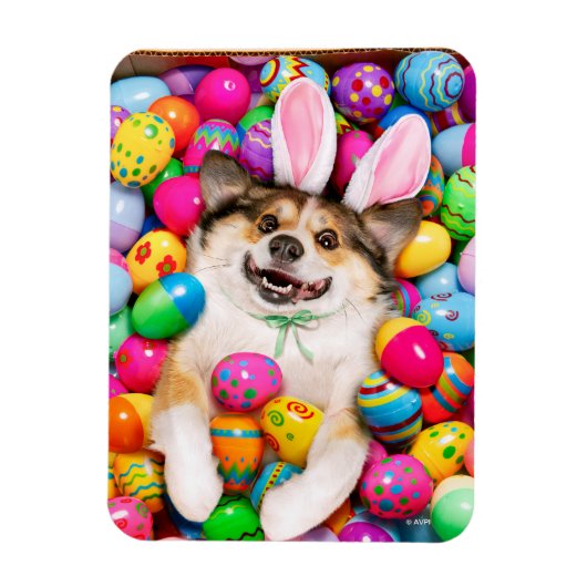 Magnet Flexible Dog Laying on Easter Eggs (Vertical)