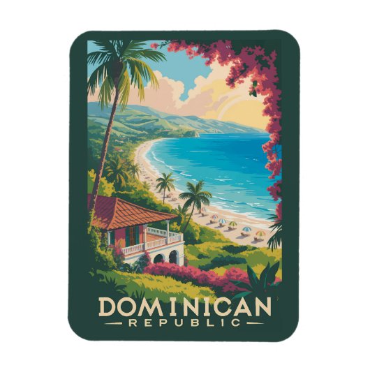 Magnet Flexible Dominican Republic Beach Illustration Travel Art (Vertical)