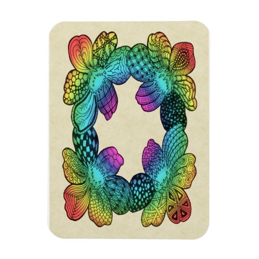 Magnet Flexible Doodle à fleurs arc-en-ciel (Vertical)