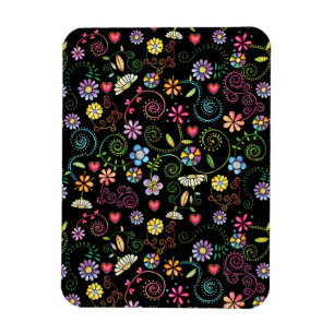 Magnet Flexible Doodle à main coloré Floral sans couture motif