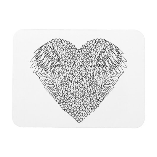 Magnet Flexible Doodle de coeur ailé (Horizontal)